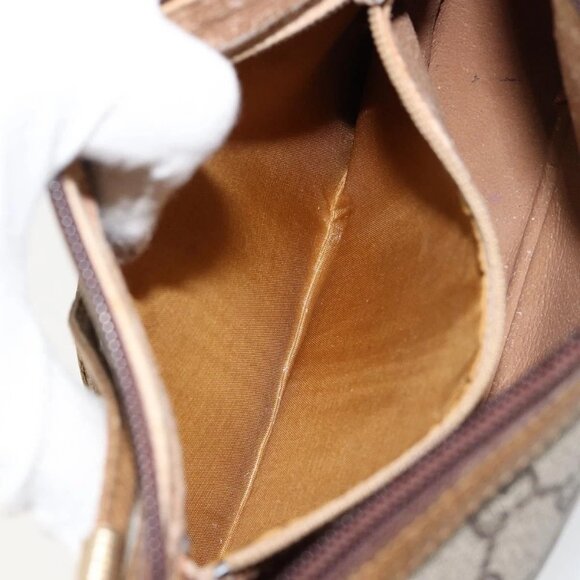 GUCCI GG PLUS Canvas Shoulder Bag PVC Leather Beige Auth th6401 - Picture 14 of 16